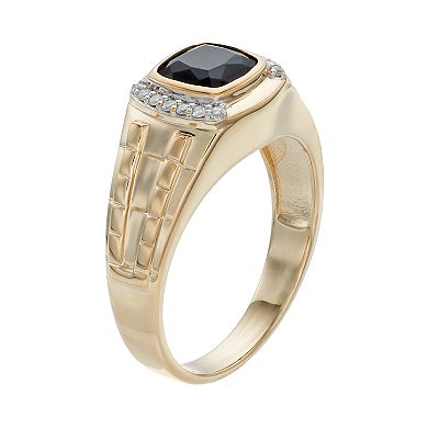 Men's 10k Gold Onyx & 1/8 Carat T.W. Diamond Ring
