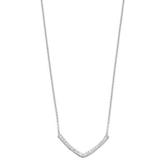 Sterling Silver 1/6 Carat T.W. Diamond Chevron Necklace
