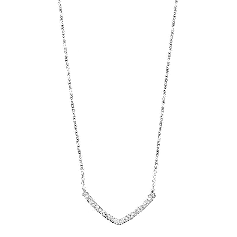 Sterling Silver 1/6 Carat T.W. Diamond Chevron Necklace, Womens, Size: 17