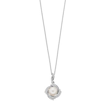 Sterling Silver Freshwater Cultured Pearl & Cubic Zirconia Pendant