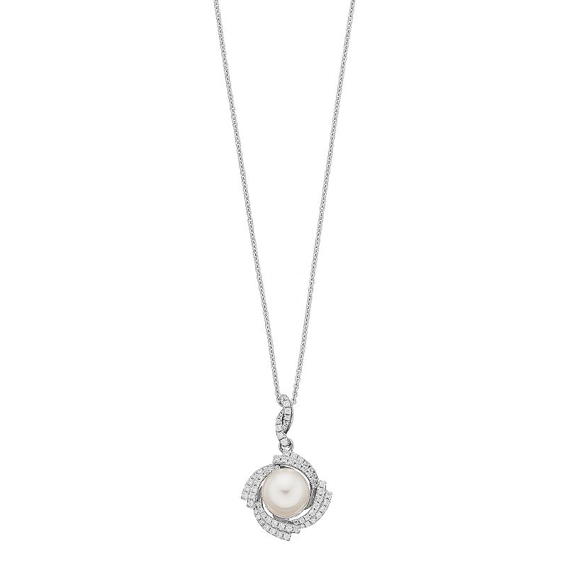 Sterling Silver Freshwater Cultured Pearl & Cubic Zirconia Pendant, Women
