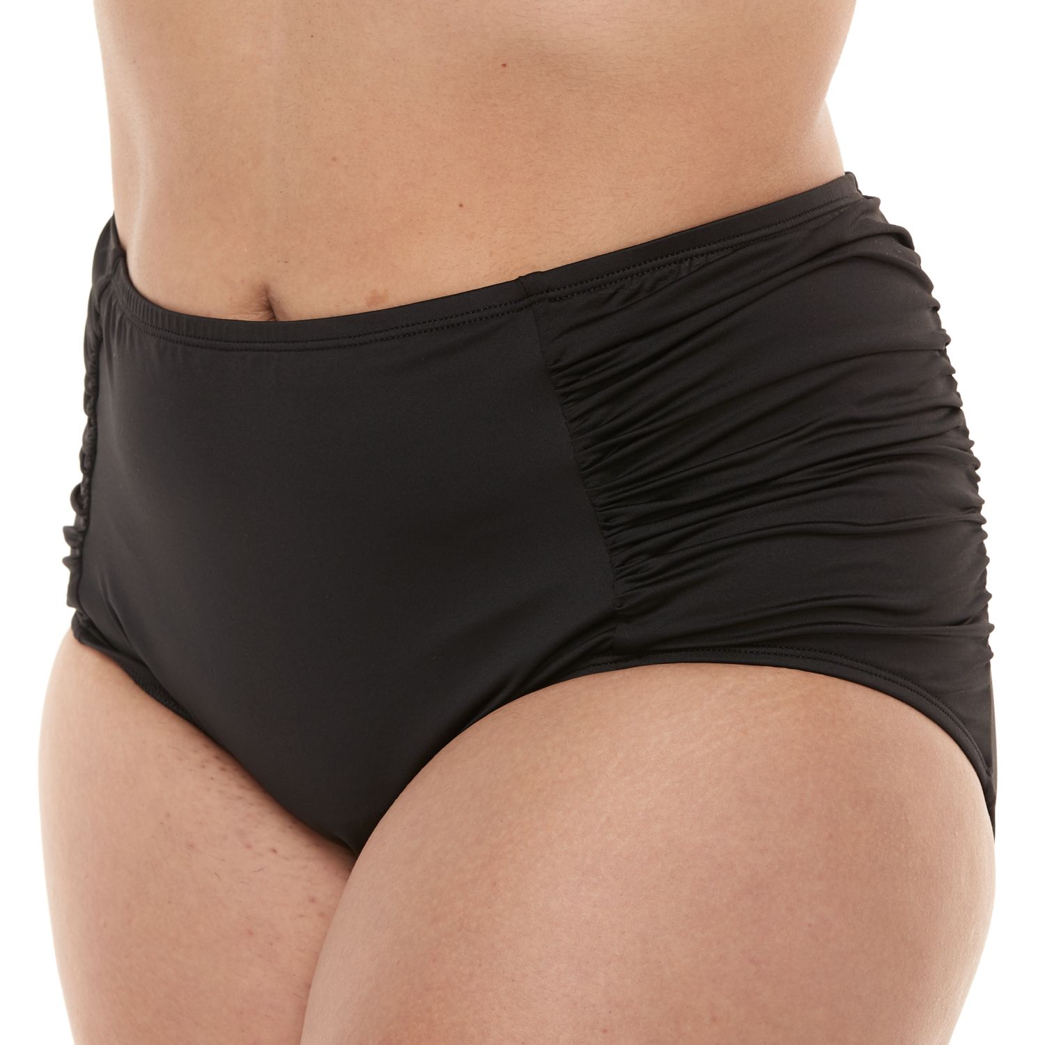 plus size black high waisted swim bottoms