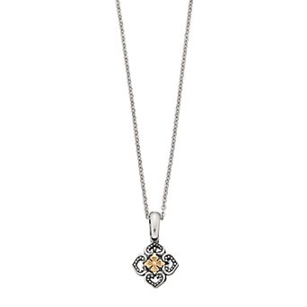 Art Gento Sterling Silver & 14k Gold Over Silver Flower Pendant Necklace