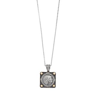 Sterling Silver & 14k Gold Over Silver Roman Coin Pendant Necklace