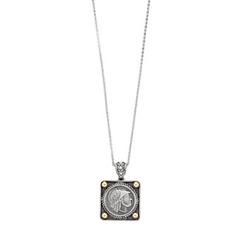 Sterling Silver & 14k Gold Over Silver Roman Coin Pendant Necklace