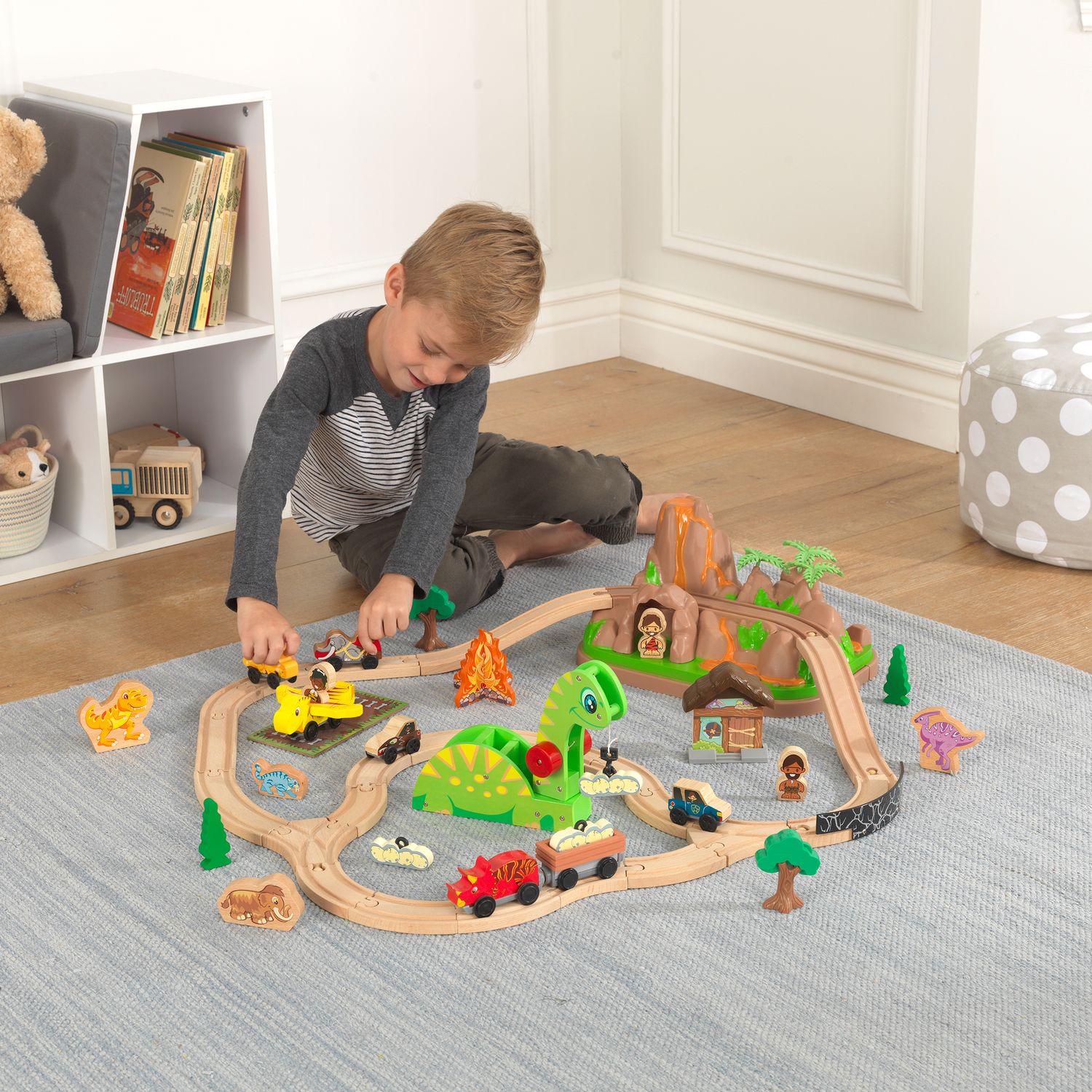 hey play wooden train set table