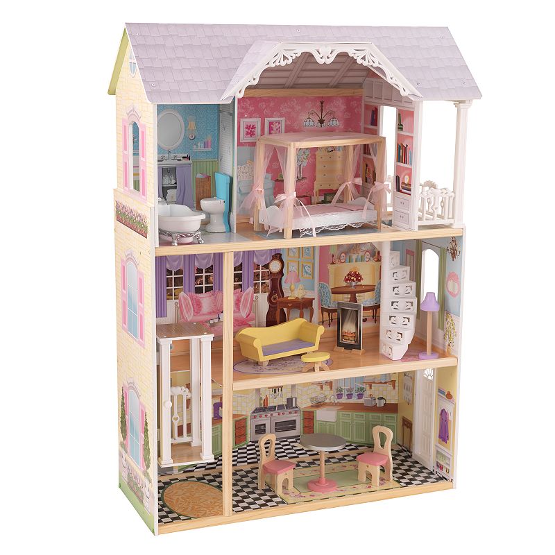 KidKraft Kaylee Wooden Dollhouse  Almost 4 Feet Tall with Elevator  Stairs and 10 Accessories