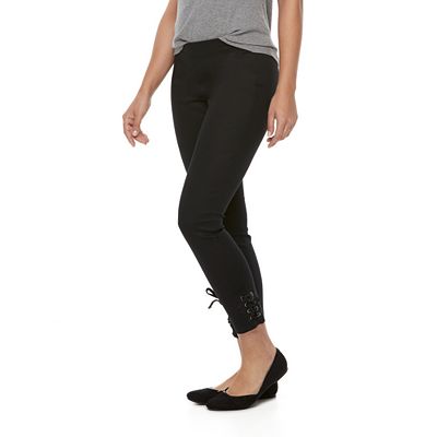 Women s Utopia by HUE Side Laced Twill Skimmer Leggings
