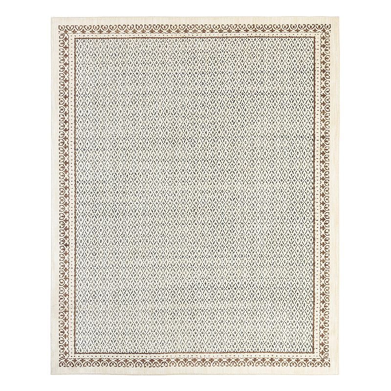 Mohawk Home Studio Stardust EverStrand Framed Geometric Rug, Beig/Green, 5X7.5 Ft