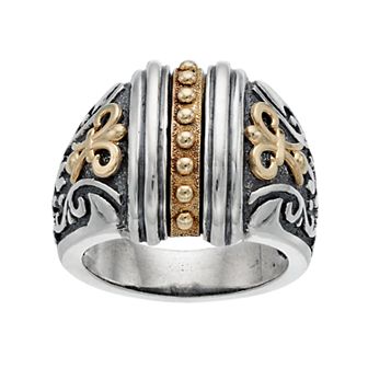 Two Tone Sterling Silver Etruscan Ring