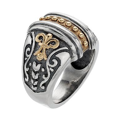 Two Tone Sterling Silver Etruscan Ring