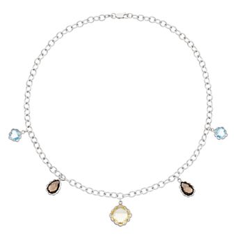 Sterling Silver Gemstone Charm Necklace