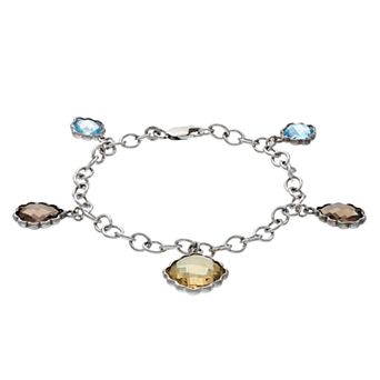 Sterling Silver Gemstone Charm Bracelet