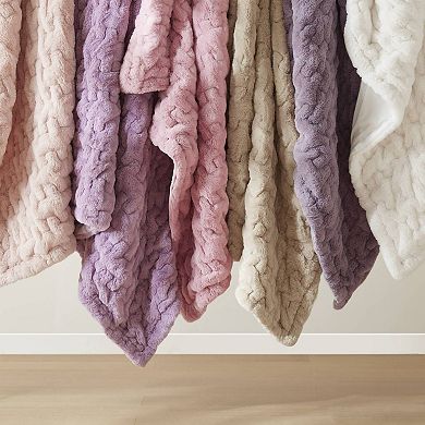 Madison Park Ruched Faux Fur Throw