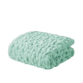 Madison Park Ruched Faux Fur Throw