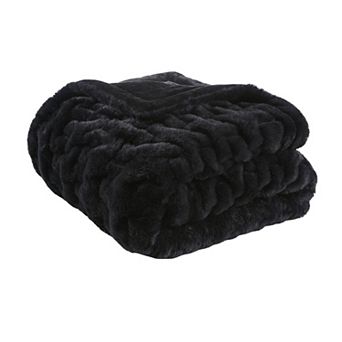 Madison Park Ultra Soft Ruched Faux Fur Throw Blanket
