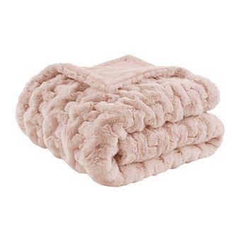Madison Park Ultra Soft Ruched Faux Fur Throw Blanket