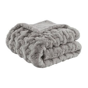 Madison Park Ultra Soft Ruched Faux Fur Throw Blanket