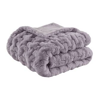 Madison Park Ultra Soft Ruched Faux Fur Throw Blanket