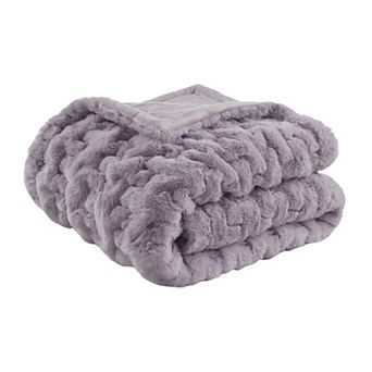 Madison Park Ultra Soft Ruched Faux Fur Throw Blanket