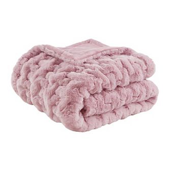 Madison Park Ultra Soft Ruched Faux Fur Throw Blanket