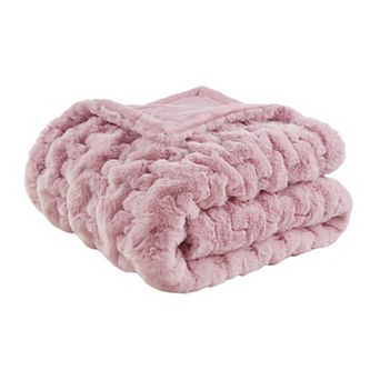 Madison Park Ultra Soft Ruched Faux Fur Throw Blanket