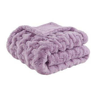 Madison Park Ultra Soft Ruched Faux Fur Throw Blanket