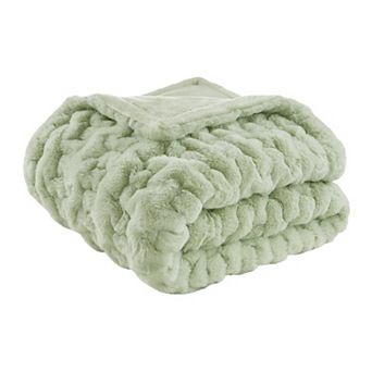 Madison Park Ultra Soft Ruched Faux Fur Throw Blanket