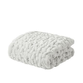 Madison Park Ultra Soft Ruched Faux Fur Throw Blanket