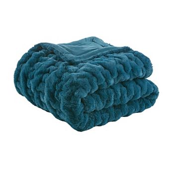 Madison Park Ultra Soft Ruched Faux Fur Throw Blanket