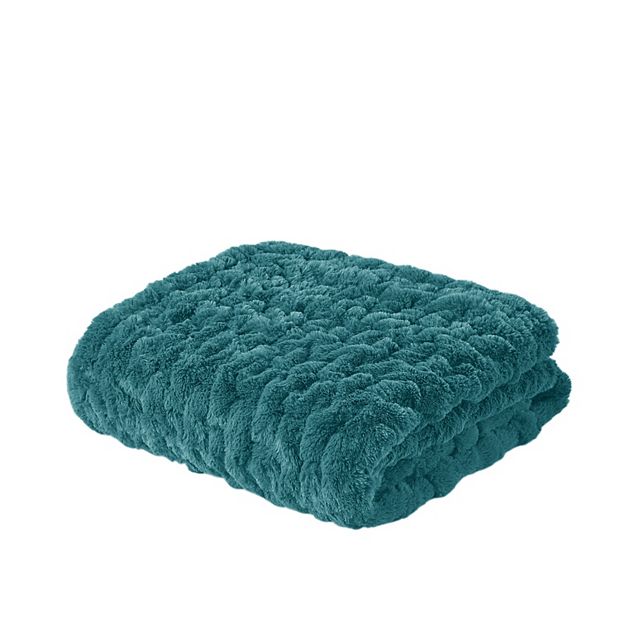 Madison park luxury ruched fur throw sale