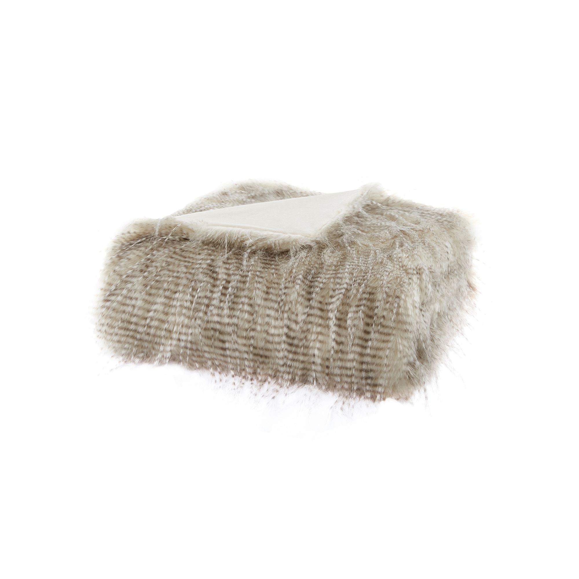 Madison Park Edina Faux Fur Throw Blanket, Natural