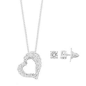 Dana Buchman Cubic Zirconia Heart Pendant Necklace & Stud Earring Set
