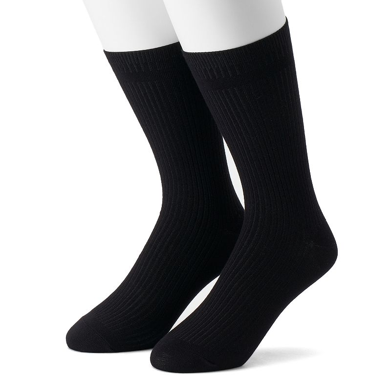 UPC 042825502161 product image for Men's Dr. Scholl's 2-pack Ribbed Crew Dress Socks, Size: 7-12, Black | upcitemdb.com