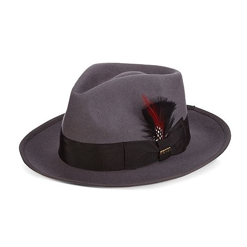 Men's Scala Wool Felt Snap-Brim Fedora With Feather