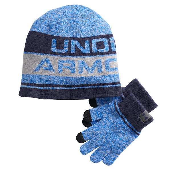 NWT Boys 4-20 Under Armour Beanie and Gloves Set Youth 2 Colors FAST SHIP 