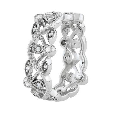 HDI 10k White Gold 1/5 Carat T.W. Diamond Wave Ring