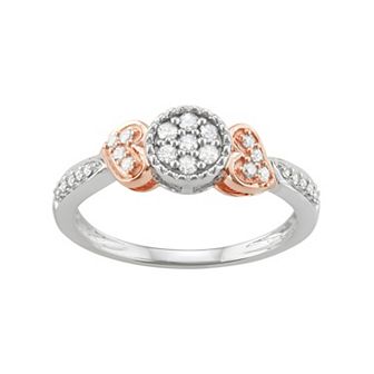 Two Tone 10k White Gold 1/4 Carat T.W. Diamond Circle & Heart Ring