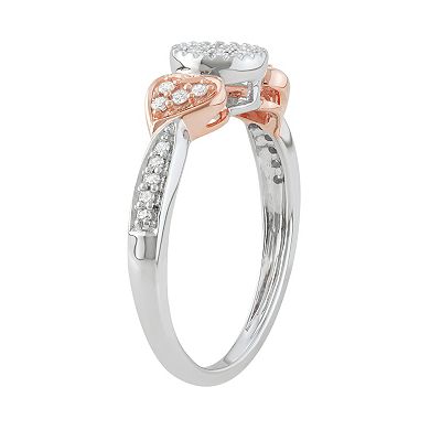 Two Tone 10k White Gold 1/4 Carat T.W. Diamond Circle & Heart Ring