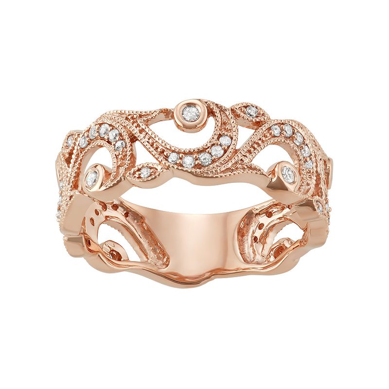 10k Rose Gold 1/4 Carat T.W. Diamond Filigree Ring, Womens, Size: 6, White - 27836314 - Jewelry Featuring an ornate filigree design, this 10k rose sku 27836314