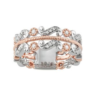 Two Tone 10k White Gold 1/4 Carat T.W. Diamond Wave Ring