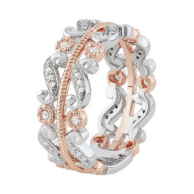 Two Tone 10k White Gold 1/4 Carat T.W. Diamond Wave Ring