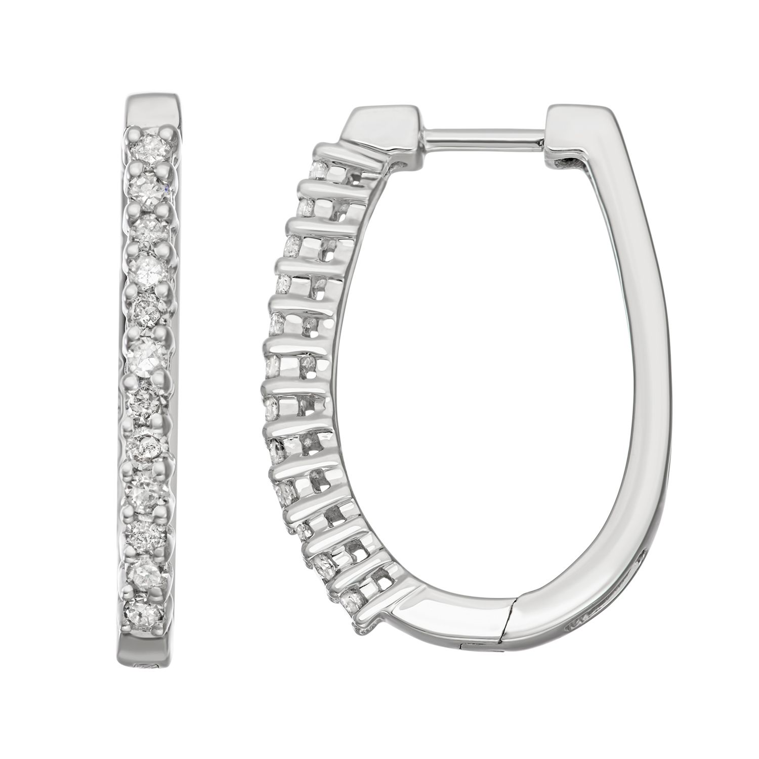 Image for HDI 10k White Gold 1/2 Carat T.W. Diamond Oval Hoop Earrings at Kohl's.