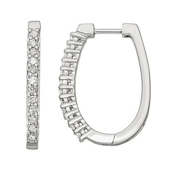 HDI 10k White Gold 1/2 Carat T.W. Diamond Oval Hoop Earrings