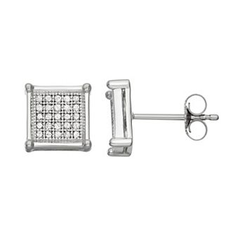 HDI 10k White Gold 1/4 Carat T.W. Diamond Square Stud Earrings