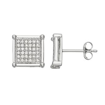 HDI 10k White Gold 1/3 Carat T.W. Diamond Square Stud Earrings