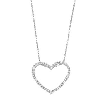 HDI 10k White Gold 1/4 Carat T.W. Diamond Heart Pendant