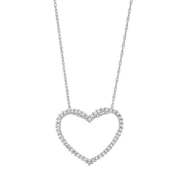 10k White Gold 1/4 Carat T.W. Diamond Heart Pendant