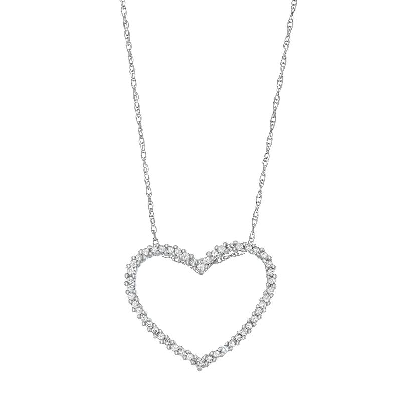 10k White Gold 1/4 Carat T.W. Diamond Heart Pendant, Womens - 75432655 - Jewelry Dazzling with round-cut diamonds, this 10k white g sku 75432655