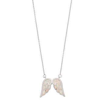 Nautica Rocks Sterling Silver Lab-Created Opal Angel Wing Necklace